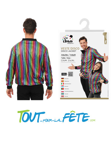 Veste disco multicolore brillante taille adulte unisex ( taille S/M - L/XL )