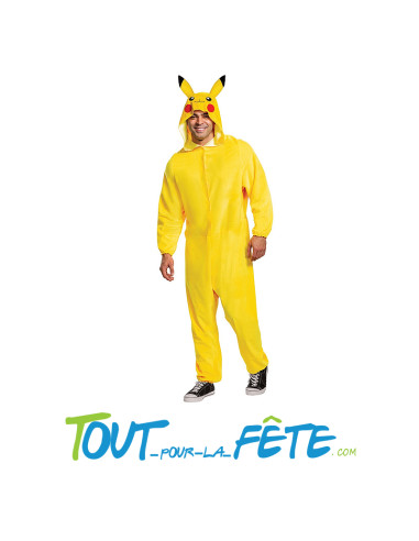Déguisement Pokémon Pikachu taille adulte ( combinaison avec capuche)