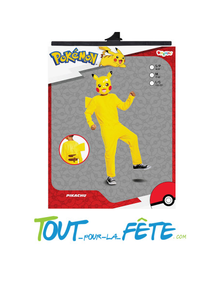 Déguisement Pokémon Pikachu taille enfant ( combinaison et masque )