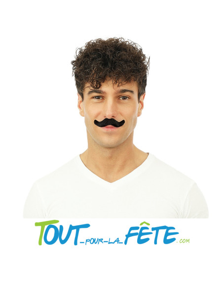 Moustache stylisée noire auto adhésive taille unique ( accessoire de déguisement )