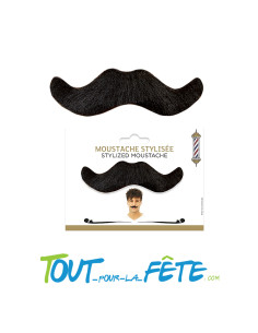 Moustache stylisée noire auto adhésive taille unique ( accessoire de déguisement )