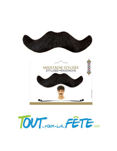 Moustache stylisée noire auto adhésive taille unique ( accessoire de déguisement )