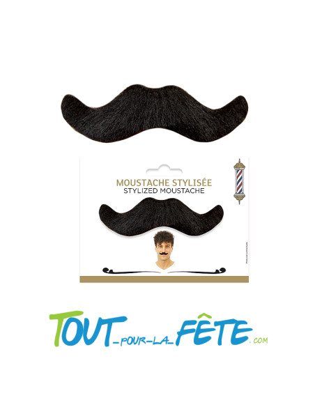 Moustache stylisée noire auto adhésive taille unique ( accessoire de déguisement )