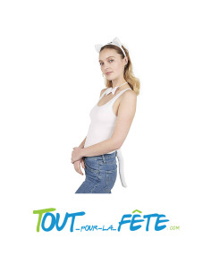Set de chat blanc taille unique ( serre-tete - queue - noeud papillon )