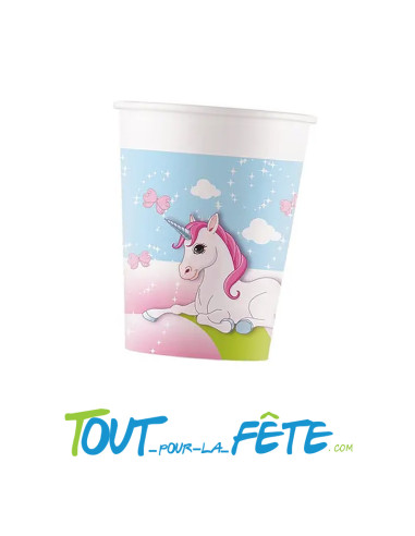 Lot de 8 gobelets licorne 20 cl