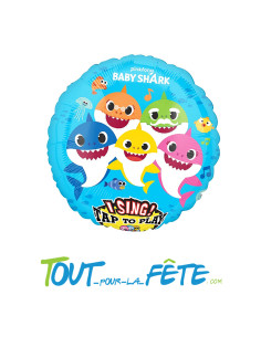 Ballon aluminium musical happy birthday Baby shark© 71cm 2
