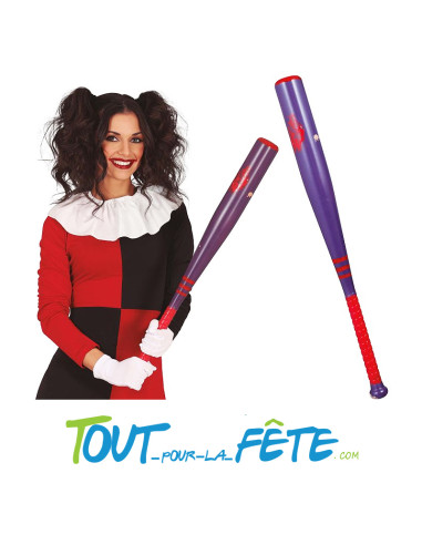 Batte de baseball Harley Quinn violette et rouge 72cm