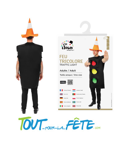 Déguisement de feu de signalisation tricolore taille adulte taille unique