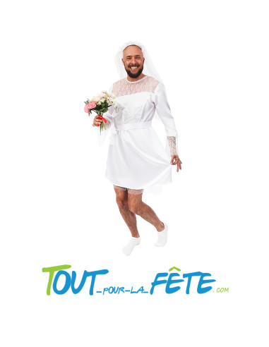 Déguisement de mariée pour homme taille adulte ( robe, serre tête )