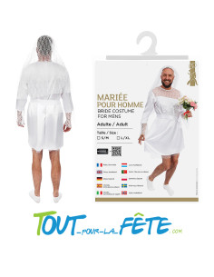 Déguisement de mariée pour homme taille adulte ( robe, serre tête ) 2