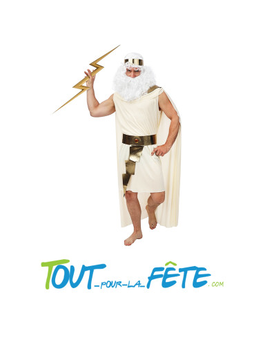 Déguisement de dieu Zeus taille adulte  tunique, cape, ceinture, bandeau)