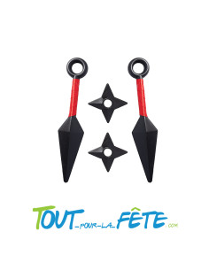 Set armes de ninja en plastique ( 2 kunai - 2 etoiles de ninja / shuriken )
