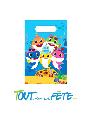 Lot de 8 sachets a bonbon / jouet en papier Baby Shark licence officielle