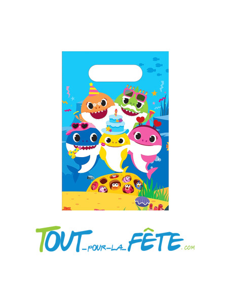 Lot de 8 sachets a bonbon / jouet en papier Baby Shark licence officielle