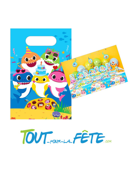 Lot de 8 sachets a bonbon / jouet en papier Baby Shark licence officielle