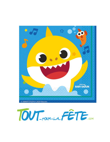 Serviettes en papiers Baby shark licence officielle 33x33 cm 2 plis