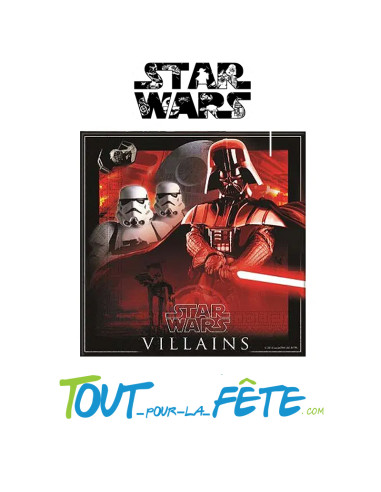 Lot de 20 serviettes en papier Vilains et héros Star Wars licence officielle