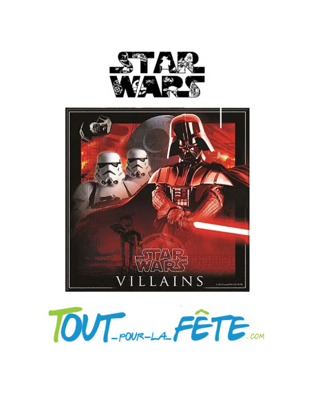 Lot de 20 serviettes en papier Vilains et héros Star Wars licence officielle