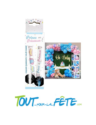 Lot de 2 Fontaine couleur changeante blanc et Bleu 12 cm 45 seconde reveal gender