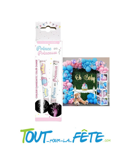 Lot de 2 Fontaine couleur changeante blanc et rose 12 cm 45 seconde reveal gender