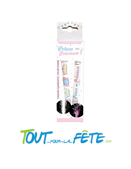 Lot de 2 Fontaine couleur changeante blanc et rose 12 cm 45 seconde reveal gender