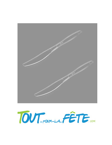 lot de 12 couteaux transparent en plastique reutilisable taille 19.6cm