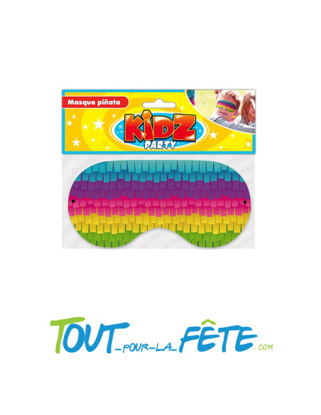 Masque / bandeau en carton pour le jeu de la pinata multicolore 17x8 cm