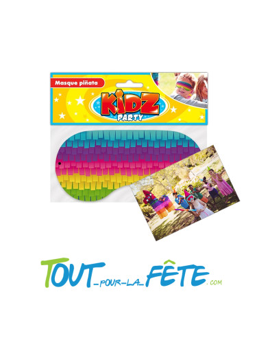 Masque / bandeau en carton pour le jeu de la pinata multicolore 17x8 cm