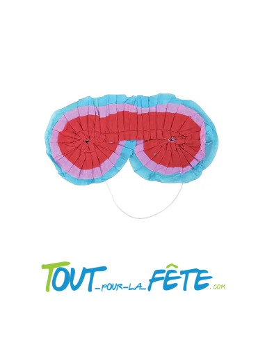 Masque / bandeau en papier pour le jeu de la pinata multicolore 17x8 cm