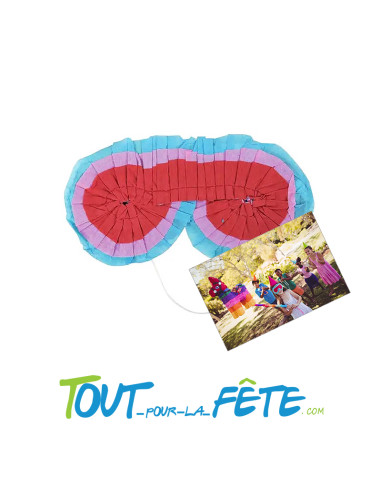 Masque / bandeau en papier pour le jeu de la pinata multicolore 17x8 cm