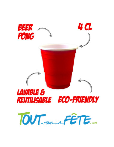 20 gobelets shooter rouge 4 cl lavable et réutilisable, ultra résistants