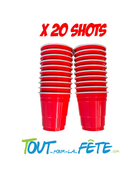 20 gobelets shooter rouge 4 cl lavable et réutilisable, ultra résistants