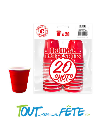 20 gobelets shooter rouge 4 cl lavable et réutilisable, ultra résistants