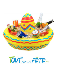 Sombrero gonflable rafraichisseur de boissons jaune, orange, bleu 50 cm 2