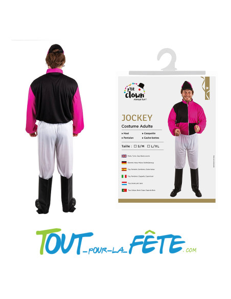Déguisement de Jockey Adulte  haut, pantalon, casquette et cache-botte