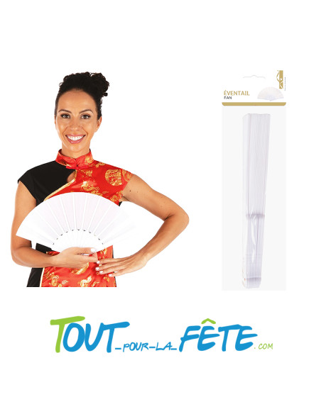 Eventail en plastique blanc 40cm