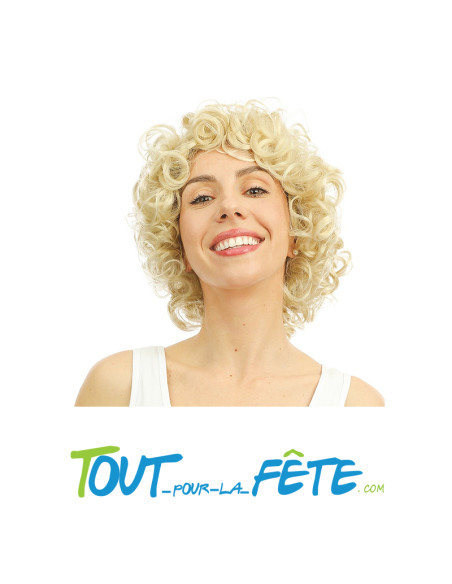 Perruque bouclée courte blonde Sandy Maryline Monroe pour adulte