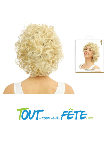 Perruque bouclée courte blonde Sandy Maryline Monroe pour adulte