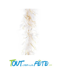 Boa plume 1m90 / 50g  blanc et or