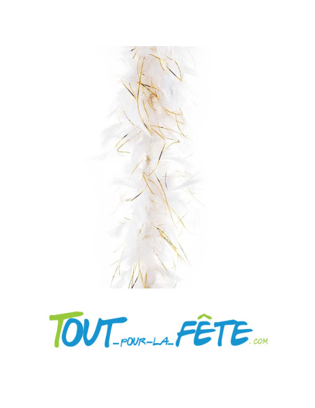 Boa plume 1m90 / 50g  blanc et or