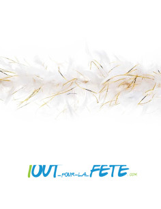 Boa plume 1m90 / 50g  blanc et or 2