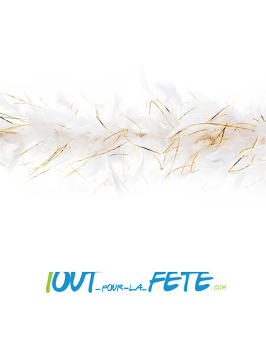Boa plume 1m90 / 50g  blanc et or