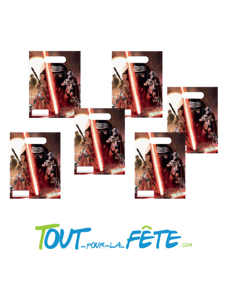Lot de 6 pochettes en plastique Star Wars villain et héros licence officielle