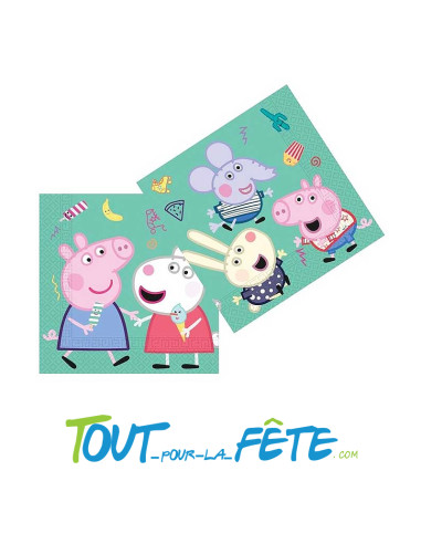 Lot de 20 serviettes en papier Peppa Pig © licence officielle 33x33 cm