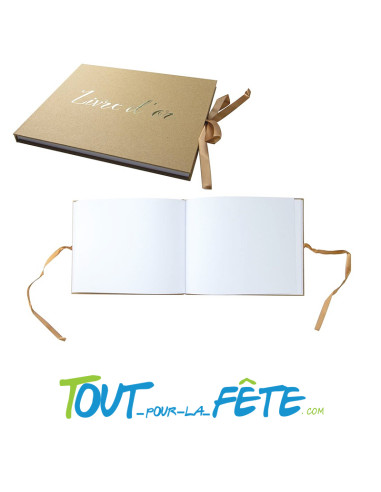 Livre d'or fougère kraft et or 22x18 cm 80 pages mariage, anniversaire