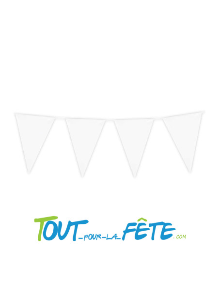 Guirlande fanions blancs 10 m 20 fanions en plastique
