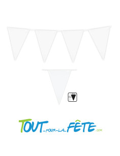 Guirlande fanions blancs 10 m 20 fanions en plastique 2