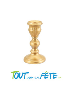 Bougeoir / support bougie flambeau polyresine doré diamètre 7,5cm x 13.7cm