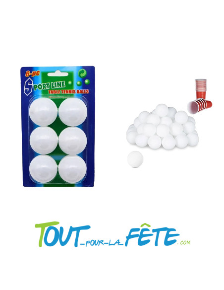 Lot de 6 balles de ping pong blanches ( idéal beer pong )