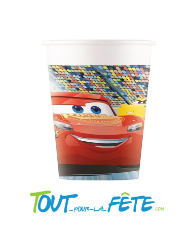 Lot de 8 verres en plastique Cars Disney Pixar Flash McQueen